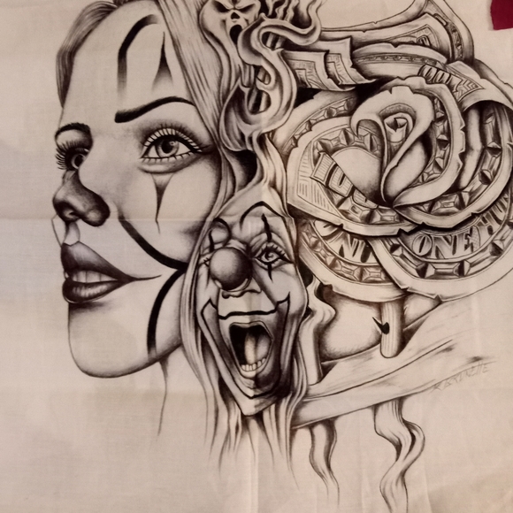 Prison art hanky "rose" 14" x 14" hanky drawn on with ink pen by Idaho i… - Picture 5 of 6